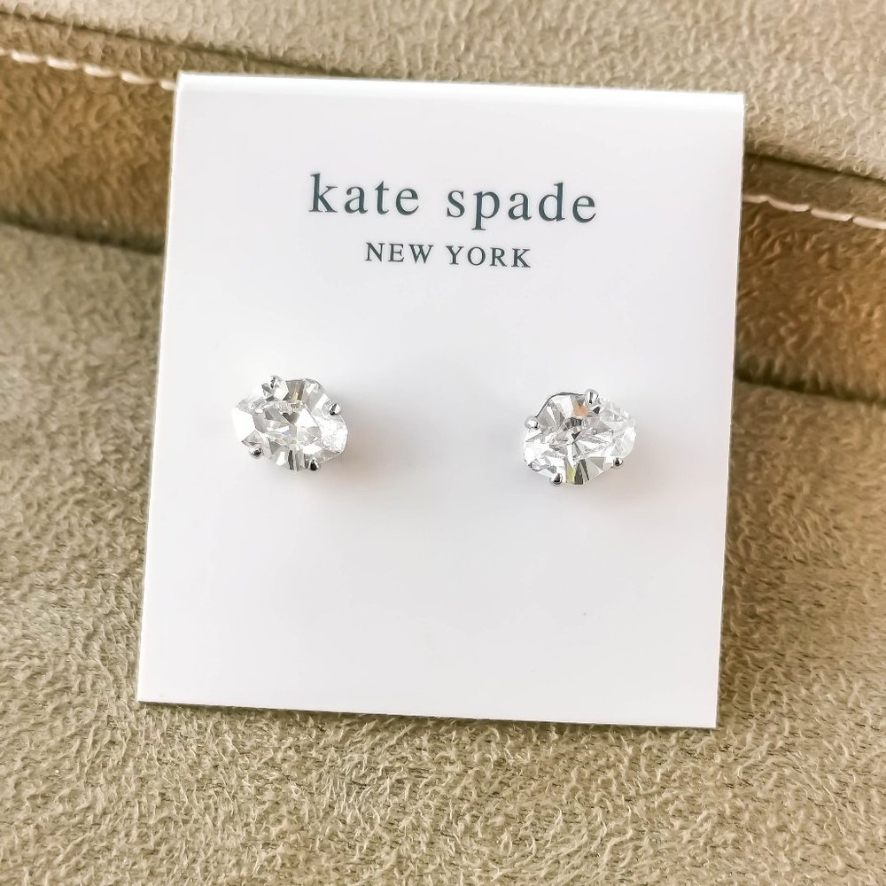 NWT Kate Spade Treasure Trove Silver Clear Stud Earrings
